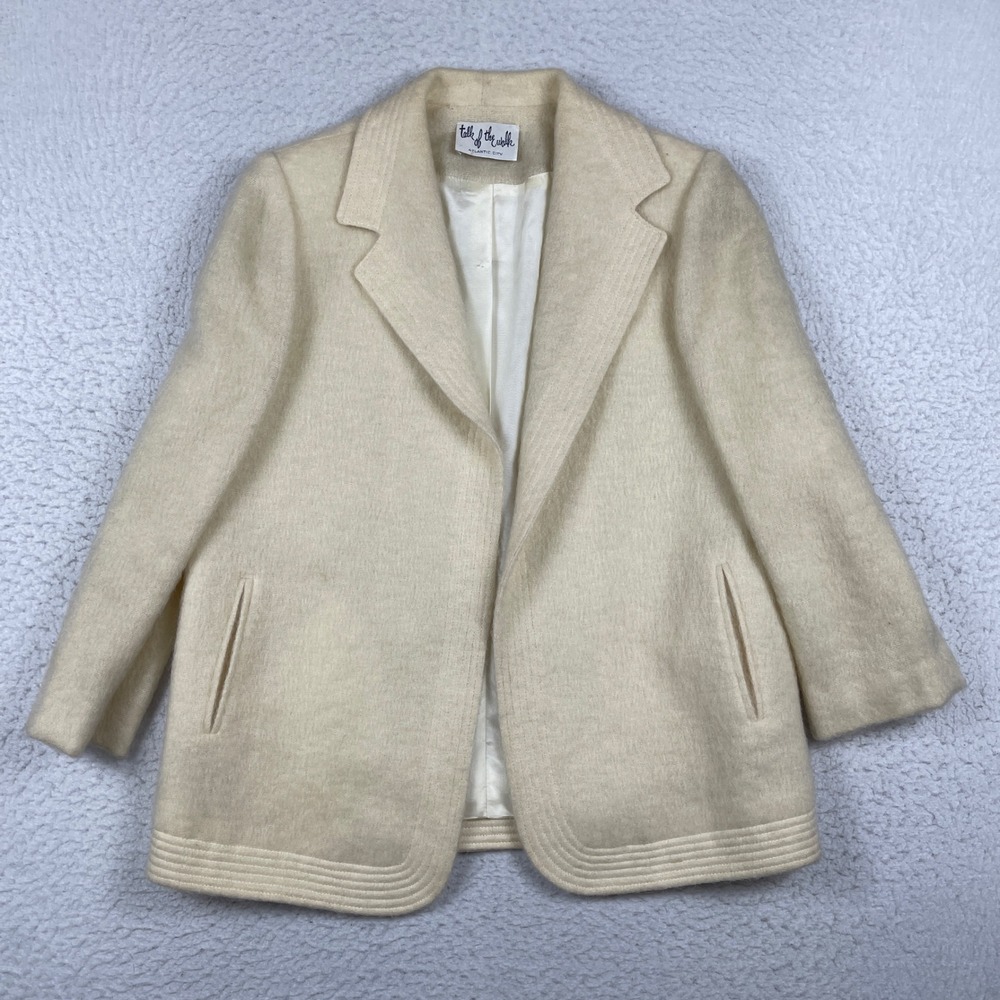 Talk of the Walk Blazer Womens 16‎ Cream Vintage Wool Union Made Jacket
